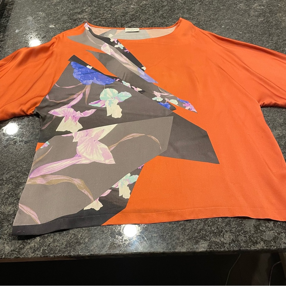 Vintage Dries Van Noten Coral Silk Top Size 40 - Picture 10 of 16